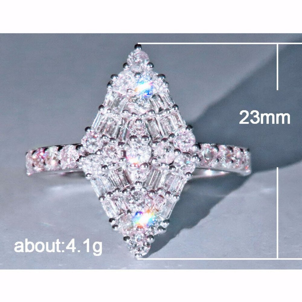 Women 925 Silver White Sapphire Wedding Ring - Picture 4 of 11